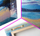 Sunset Mountain, lake Tahoe art, pine tree art, mountain painting, rustic wall art, above couch art, Framed Canvas Print