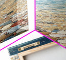 Beach Shoreline, coastal painting, mosaic wall art, ocean decor, nautical wall art, farmhouse art, Framed Canvas Print, rustic decor