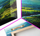 Ireland Painting, Framed Canvas Print, coastal decor, blue and green wall art, mountain painting, landscape painting, extra wide art