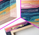 Cosmic Waves, abstract painting, sacred geometry wall art, pink orange wall art, modern home decor, Framed Canvas Print