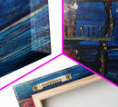 Moonlit Balcony, dark romance painting, moody art, boho art, textured painting, Framed Canvas Print, vertical wall art
