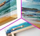 Coastal Beach, Ocean Waves, Rocky Shore, Framed Canvas Print, coastal decor, nautical wall art, seascape painting, rustic art