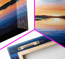 Lake Sunset, Reflections, Moody Art, Framed Canvas Print, Coastal Landscape Art, Horizontal Wall Art, Above Sofa Art