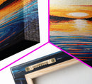 Ocean Horizon, Sunset Glow, Moody Painting, Framed Canvas Print, Coastal Landscape Art, Wabi Sabi Art, Vertical Wall Art