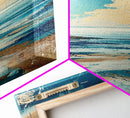 Coastal Landscape, Nautical Painting, Framed Canvas Print, Ocean Theme, Seascape Painting, Blue and Green Wall Art