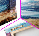 Mountain River, landscape painting, lake Tahoe art, pine tree art, rustic wall art, framed canvas print, extra wide art