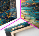 Butterfly wing, mosaic wall art, teal wall art, gemstone painting, sacred geometry wall art, framed canvas print, boho art