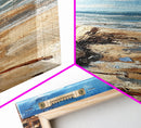 Driftwood beach, coastal landscape art, seascape painting, nautical decor, lake Tahoe art, framed canvas print, rustic wall art