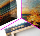 Fire, Seascape Art, Canvas Print, nautical wall art, ocean painting, beach house decor, moody art, above bed wall art, coastal decor, gift idea