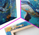 Dolphin Painting, Whale Painting, Blue and Green Wall Art, Nautical Wall Art, Gift Idea for Her, Ocean Art, Canvas Print, Coastal Decor