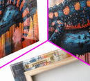 Vibrant Lizard Art, Graffiti Wall Art, Whimsical Art, Leopard Wall Art, Framed Canvas Print, Extra Wide Art, Living Room Art
