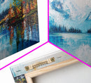 Snowy Peaks, mountain painting, framed canvas print, landscape painting, extra wide art, rustic wall art, above bed wall art