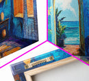 Moroccan Archway, Coastal Decor, Canvas Print, Moroccan Wall Art, Nautical Painting, Coastal Painting, Boho Art, Ocean View