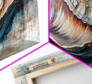 Oyster Shell, coastal painting, framed canvas print, nautical decor, oyster wall art, blue and green wall art, extra wide art