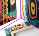 Geometric Abstract, bold colors, sacred geometry art, tribal design, vibrant patterns, extra wide art, Framed Canvas Print, boho art