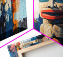 Abstract Totem Pole, chicano art, geometric wall art, African art, rustic art, moody art, gift idea him, Canvas Print