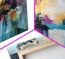 Tropical Sunset, Canvas Print, palm tree painting, coastal decor, wildflower painting, extra wide art, beach wall art