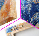 Bandana Print, Blue Wall Art, Vintage Art, Southwestern Art, Chinoiserie Wall Art, Extra Wide Art, Framed Canvas Print, Above Couch Art