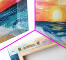 Sunset Beach Painting, Coastal Landscape Art, Nautical Decor, Surf Wall Art, Ocean Sunset Art, Nautical Wall Art, Canvas Print