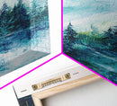 Mountain Painting, Forest Landscape Art, Nature Scene, Blue and Green Wall Art, Tranquil Scenery, Rustic Decor, Canvas Print