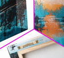 Sunset Reflection, pine tree art, landscape painting, teal wall art, Joshua tree art, framed canvas print, extra wide art