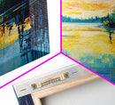 Golden Glow, lake Tahoe art, mountain painting, landscape painting, above bed wall art, framed canvas print, panoramic painting