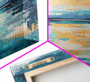 Moon Oil Painting, Smoky Mountain Art, Wabi Sabi Wall Art, Framed Canvas Print, Moody Art, Blue and Green Wall Art, Above Sofa Art