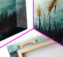 Golden Reeds Framed Canvas Print Minimalist Nature Art Tranquil Landscape Wall Decor Modern Aesthetic Living Room Home Gift