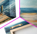 Wooden Dock on Water Framed Canvas Print | Lake House Wall Art | Tranquil Nature Painting | Rustic Cabin Decor | Boho Art