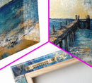 Wooden Dock Sunset Canvas Print Ocean Pier Wall Art Seaside Beach Decor Nautical Artwork Coastal Home Art Large Framed Print