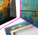 Cosmic Fishing Line Canvas Print Abstract Space Wall Art Gold and Blue Modern Artwork Celestial Decor Living Room Framed Art