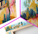 Tropical Beach Hut Painting, Vibrant Coastal Paradise Wall Art, Colorful Island House Decor, Living Room Aesthetic, Canvas Print
