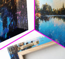 Tranquil Lake Reflection Framed Canvas Print - Nature Landscape Wall Art, Living Room Decor, Serene Water Painting, Cabin Wall Art