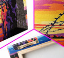 Barbed Wire Fence, Rural Sunset, Western Art, Vibrant Landscape Print, Bold Country Wall Decor, Living Room Art, Framed Canvas Print