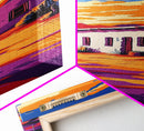 Desert Sunset, Southwest Art, Vibrant Adobe House, Colorful Western Print, Home Decor, Living Room Wall Art, Framed Canvas Print