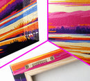Sunset Cabin Scene, Framed Canvas Print, Vibrant Mountain Art, Lakeside Landscape, Cozy Lodge Decor, Nature Home Decor, Rustic Wall Art
