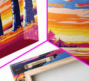 Sunset Forest, Pathway, Framed Canvas Print, Boho Nature Art, Autumn Wall Decor, Living Room Artwork, Forest Painting, Vibrant Art