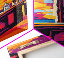 Vibrant Bar Scene, Sunset Wall Art, Modern Decor, Framed Canvas Print, Colorful Home Art, Warm Tones, Dining Room Art, Rustic Aesthetic