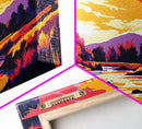 River at Sunset, Autumn Trees, Canvas Print, Fall Wall Art, Rustic Nature Decor, Warm Landscape Painting, Cozy Living Room Art