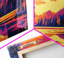 Forest Sunset, Nature Wall Art, Framed Canvas Print, Vibrant Mountain Landscape, Fall Wall Decor, Lodge Decor, Cabin Artwork