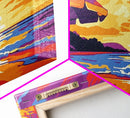 Beach Umbrella, Coastal Sunset Art, Vibrant Ocean Scene, Warm Tropical Decor, Beach Print, Canvas Print, Bedroom Wall Art, Lounge Art