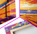 Beach Volleyball, Sunset Beach Scene, Vibrant Coastal Wall Art, Bold Seaside Decor, Framed Canvas Print, Game Room Wall Art