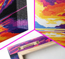 Sunset Lake, Vibrant Landscape, Nature Wall Art, Modern Home Decor, Framed Canvas Print, Living Room Artwork, Mountain Painting