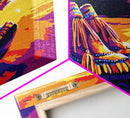 Moccasins by Water, Native American Art, Vibrant Sunset Scene, Boho Wall Art, Canvas Print, Bedroom Accent, Cozy Home Decor