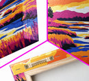 Marshland Sunset, Tranquil Water Scene, Vibrant Nature Art, Rustic Landscape Decor, Framed Canvas Print, Cabin Wall Artwork, Serene Style