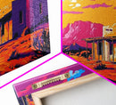 Desert Sunset, Southwest Wall Art, Vibrant Landscape, Colorful Western Scene, Rustic Home Decor, Framed Canvas Print, Living Room Wall Art