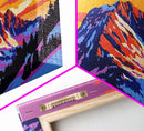 Snowy Peaks, Sunset Glow, Alpine Scene, Wilderness Art, Framed Canvas Print, Cozy Winter Home Decor, Rustic Lodge Wall Art