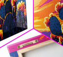 Cactus Sunset, Desert Wall Art, Southwest Decor, Vibrant Landscape, Boho Art, Warm Tones, Living Room, Framed Canvas Print
