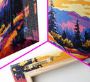 Scenic Trail, Mountain Landscape, Vibrant Nature, Sunset Colors, Boho Rustic, Tranquil Art, Hallway or Office, Canvas Print