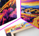 Rolling Hills, Country Path, Farmhouse Decor, Warm Sunset, Vibrant Fields, Cozy Wall Art, Dining Room, Canvas Print
